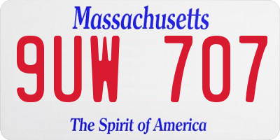 MA license plate 9UW707