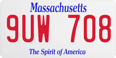 MA license plate 9UW708
