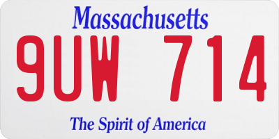 MA license plate 9UW714