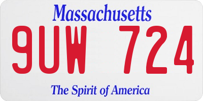 MA license plate 9UW724