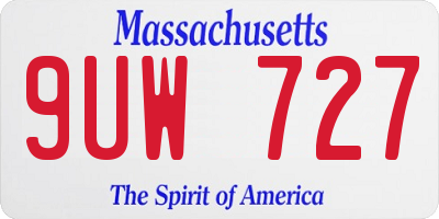MA license plate 9UW727