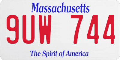 MA license plate 9UW744