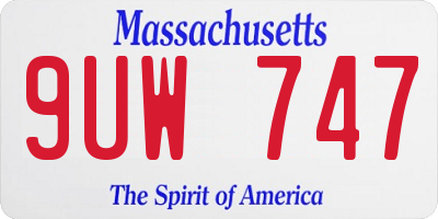 MA license plate 9UW747