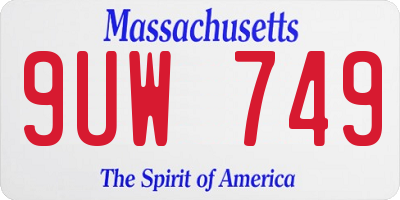 MA license plate 9UW749