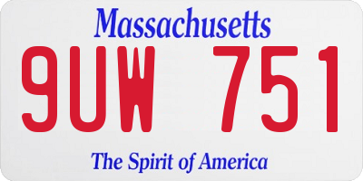 MA license plate 9UW751