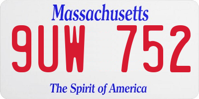 MA license plate 9UW752