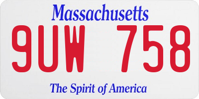 MA license plate 9UW758