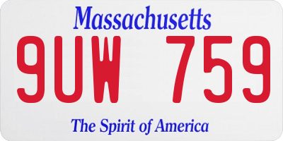 MA license plate 9UW759