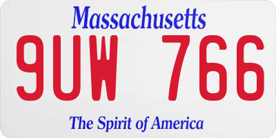 MA license plate 9UW766