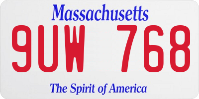 MA license plate 9UW768