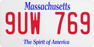 MA license plate 9UW769