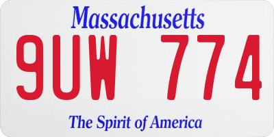 MA license plate 9UW774