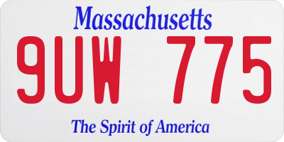 MA license plate 9UW775
