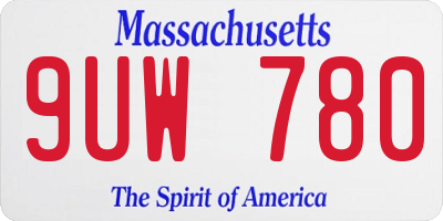MA license plate 9UW780