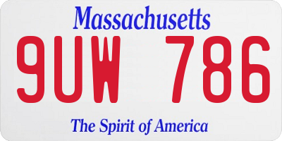 MA license plate 9UW786