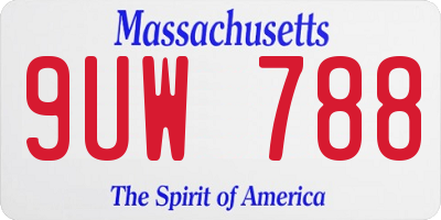 MA license plate 9UW788