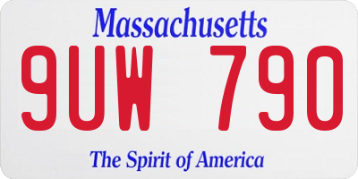 MA license plate 9UW790