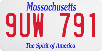 MA license plate 9UW791