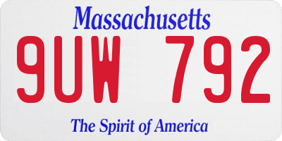 MA license plate 9UW792