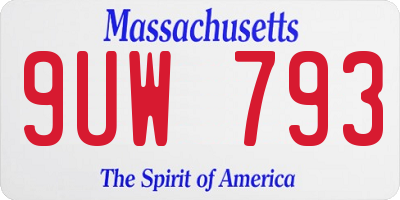MA license plate 9UW793