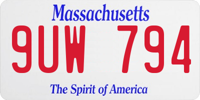 MA license plate 9UW794