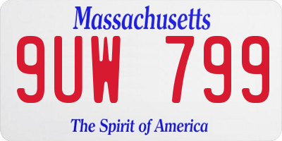 MA license plate 9UW799