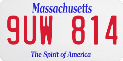 MA license plate 9UW814