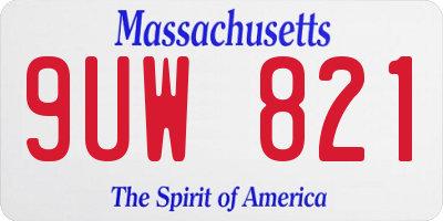 MA license plate 9UW821