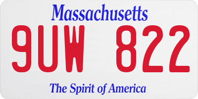 MA license plate 9UW822