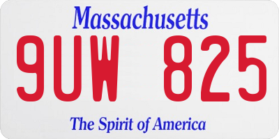 MA license plate 9UW825