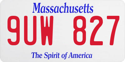 MA license plate 9UW827