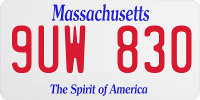 MA license plate 9UW830