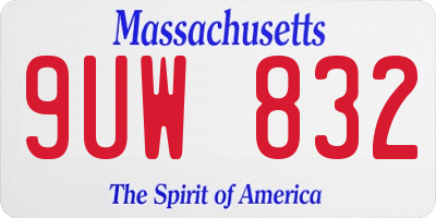MA license plate 9UW832