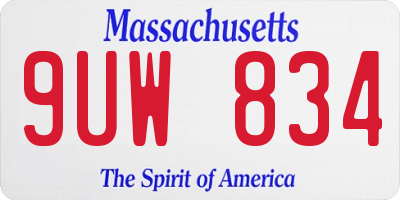 MA license plate 9UW834