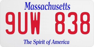 MA license plate 9UW838