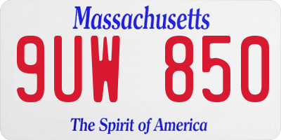MA license plate 9UW850