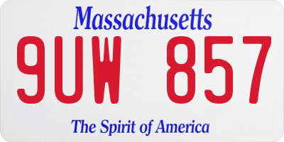 MA license plate 9UW857