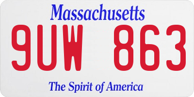 MA license plate 9UW863