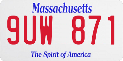 MA license plate 9UW871