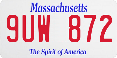 MA license plate 9UW872