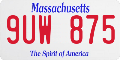 MA license plate 9UW875