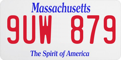 MA license plate 9UW879