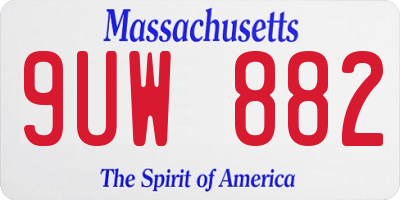 MA license plate 9UW882