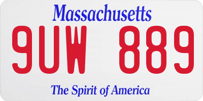 MA license plate 9UW889