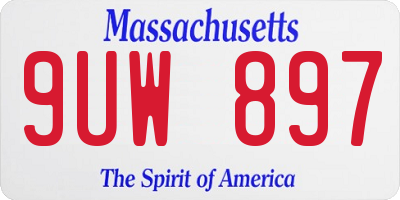 MA license plate 9UW897