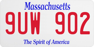 MA license plate 9UW902