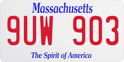 MA license plate 9UW903