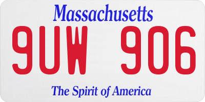 MA license plate 9UW906