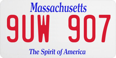 MA license plate 9UW907