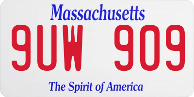 MA license plate 9UW909